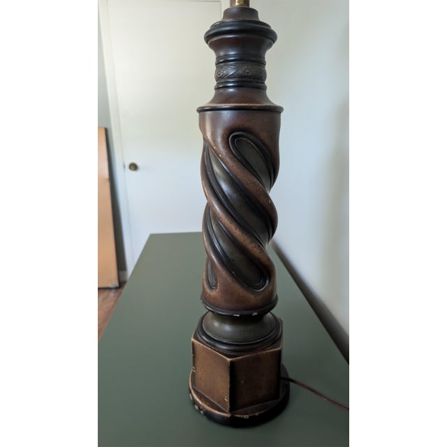 1969 Pieri Large Statement Sculptural Twisted Chalkware Table Lamp For Sale - Image 10 of 12