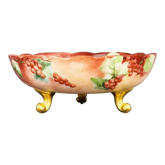 Antique Footed French Limoges Porcelain Serving Bowl For Sale