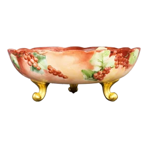 Antique Footed French Limoges Porcelain Serving Bowl