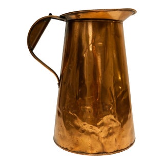 Antique 4 Liter Hammered Copper Measure Pitcher For Sale