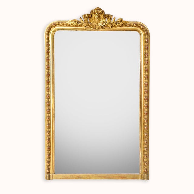 Large Louis Philippe Mirror with Ornate Shield Crest, 19th Century For Sale - Image 10 of 11