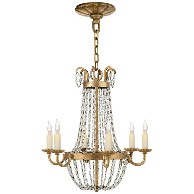 Petite Paris Flea Market Chandelier in Gilded Iron and Seeded Glass Designer: Chapman & Myers Canopy: 5.25" Round...