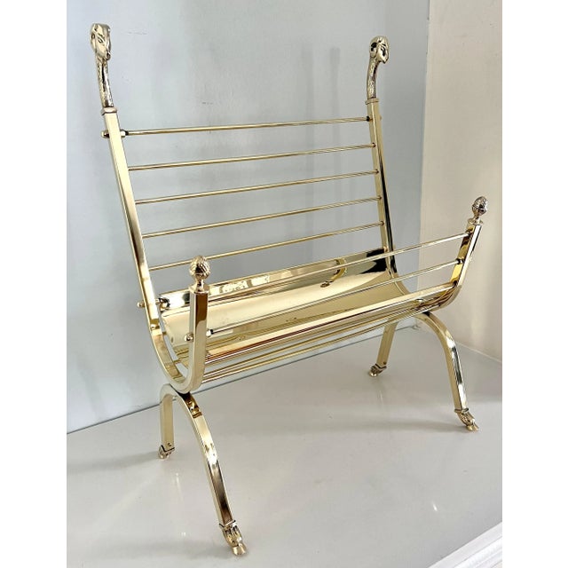Maison Jansen Style Polished Brass Magazine Rack For Sale - Image 12 of 13