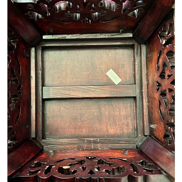 1970s Chinese Carved Rosewood Plant Stand Pedestal Table – Asian Display Stand For Sale - Image 9 of 10