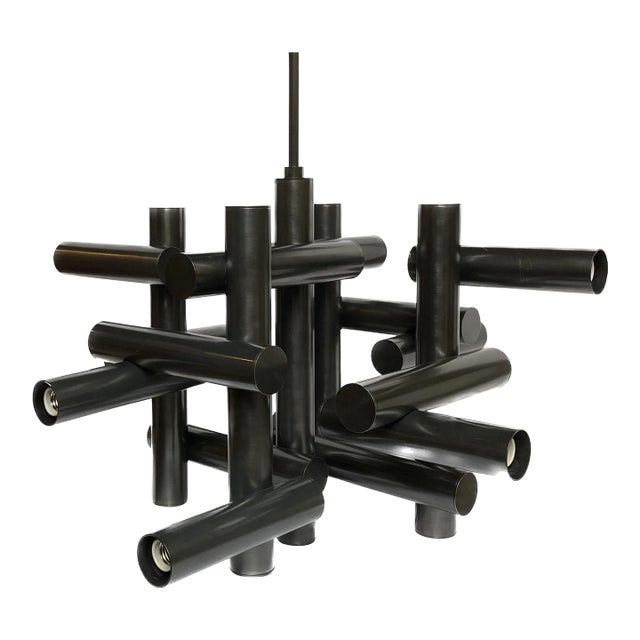 Jonathan Adler Modern Tubular Milano Kinetic Chandelier, Bronze For Sale