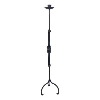 Hand Forged Iron Floor Candelabra (110cm) Hercules Knot Double Stem – Antique Copper or Gold Finish For Sale