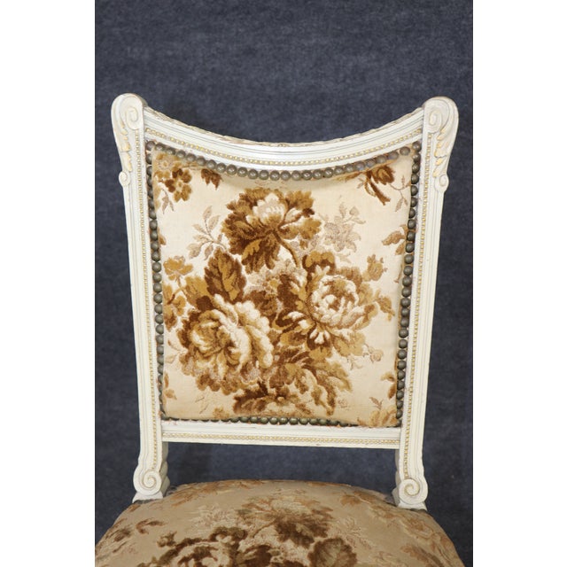 19th C Pair Louis XVI Style Paint Decorated French Side Chairs For Sale - Image 12 of 12