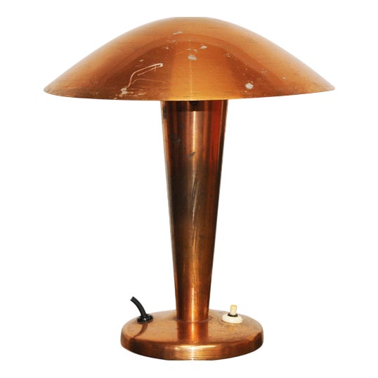 Vintage Czech Copper Plated Mushroom Lamp, 1930s For Sale