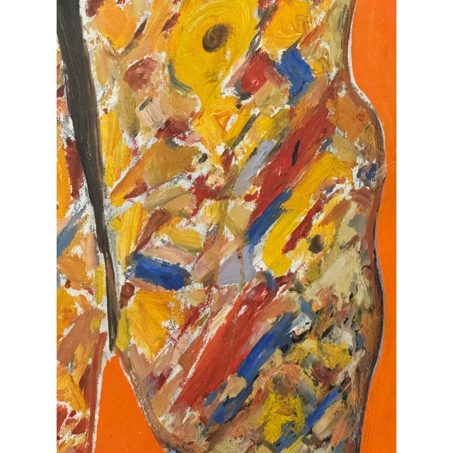 American Vintage Peter Passuntino Mosaic Butterfly on Orange Oil Painting - Gold Frame For Sale - Image 3 of 8