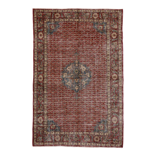 Mid 20th Century Mid 20th Century Rustic Vintage Turkish Sivas Rug 06'07 X 10'01 For Sale