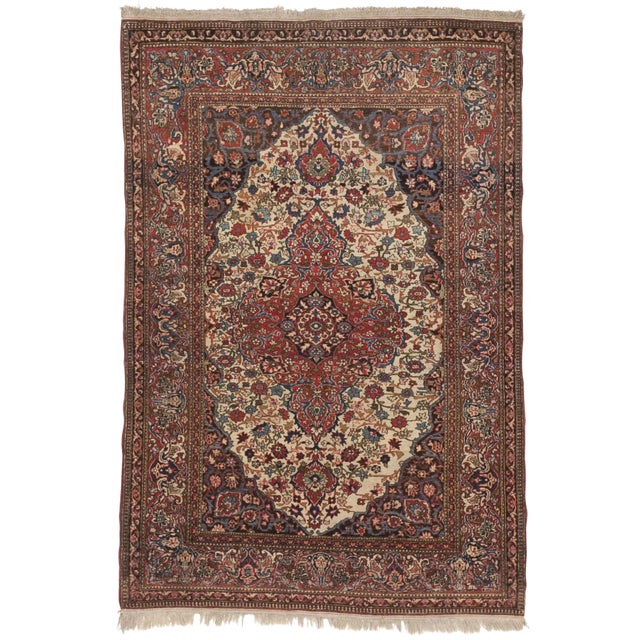 Antique Persian Isfahan Rug - 4'10" x 7' For Sale