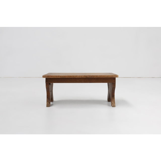 Small Rustic Wooden Stool with Curved Base, France, 1900s For Sale - Image 10 of 11