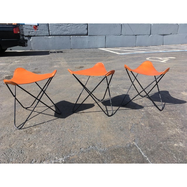 Early 21st Century Black Iron & Cognac Saddle Leather Stool For Sale - Image 12 of 13