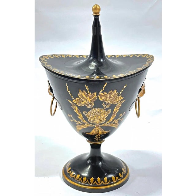 Italian Vintage Italian Tole Floral Chestnut Urn For Sale - Image 3 of 11