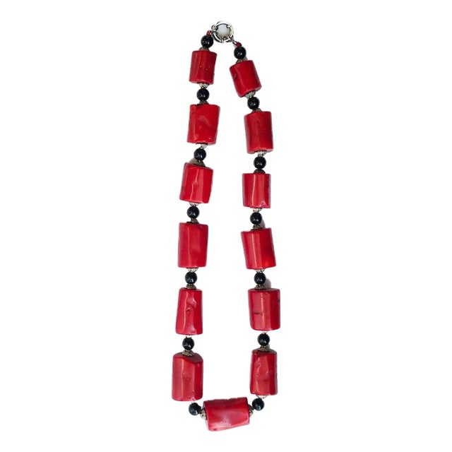 Vintage Nepalese Natural Red Coral Beads Necklace 13 Beads For Sale