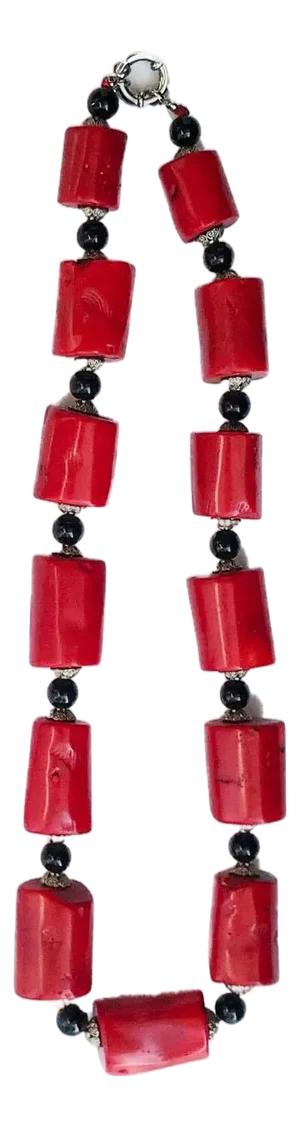 Vintage Nepalese Natural Red Coral Beads Necklace 13 Beads