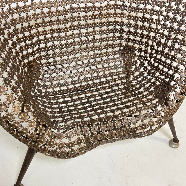 C. 1990s a Fauteuil À Corbeille Bronzed Steel Chair by Raymond Morales, France For Sale - Image 9 of 9