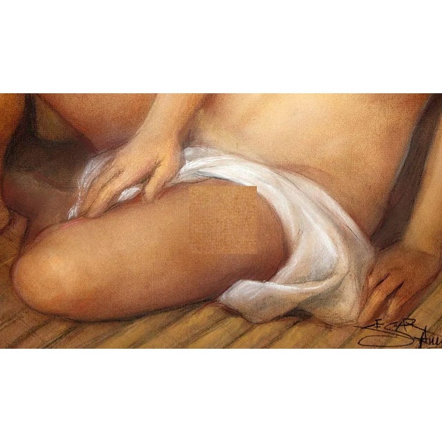 Desnudo Femenino” Signed Pastel Nude by Cesar Amorsolo, C. 1970s For Sale - Image 4 of 5