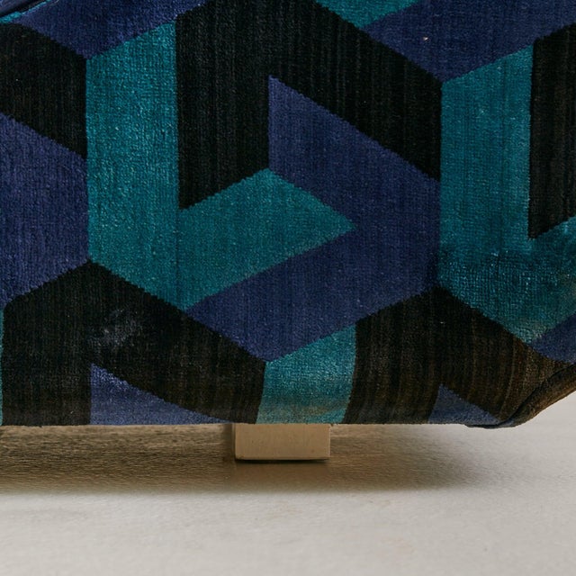 Mid-Century Modern Italian Lounge Chair in Original Geometric Upholstery, 1970s - 3 Available For Sale - Image 3 of 11
