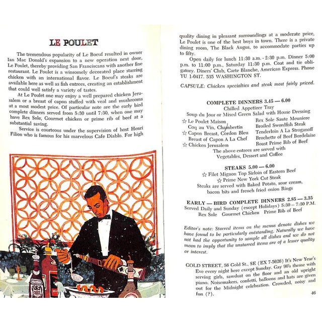 White "Restaurants of San Francisco" Book 1963 Picot, Leonce [Edited By] For Sale - Image 8 of 12