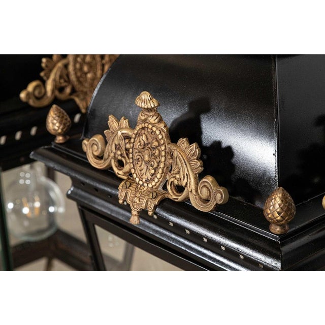 Large French Victorian Style Bronze & Iron Lantern For Sale - Image 10 of 17