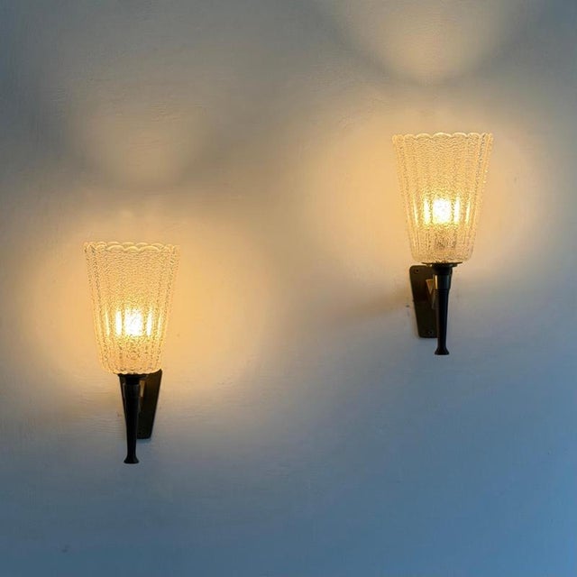 Large Murano Sconces attributed to Archimede for Seguso Vetri D Arte, 1940s, Set of 2 For Sale - Image 10 of 18