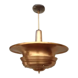 Streamline Machine Age Copper Tiered Disk Saucer Ceiling Hanging Pendant