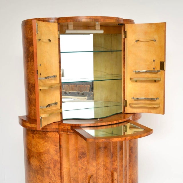 Mid-Century Modern Art Deco Burr Walnut Cocktail Cabinet from Epstein, 1930s For Sale - Image 3 of 13