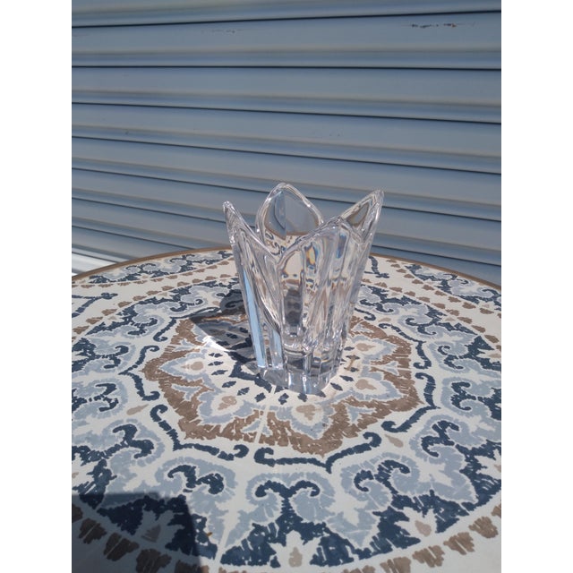 Late 20th Century Late 20th Century Heavy Crystal Lotus Vase For Sale - Image 5 of 7