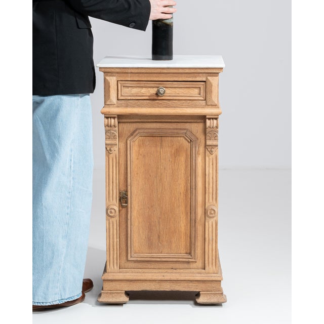 Early 20th Century French Oak Marble-Top Side Table For Sale - Image 10 of 15