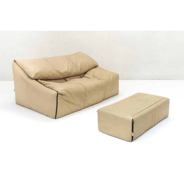 Leather Plumy Sofa & Ottoman by Annie Hieronimus for Cinna, 1980s, Set of 2 For Sale - Image 14 of 14