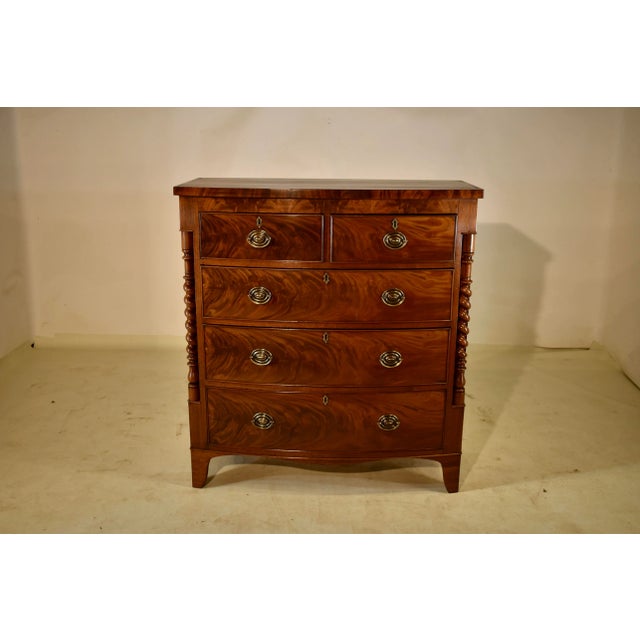 19th Century English Mahogany Bow Front Chest of Drawers For Sale - Image 12 of 12