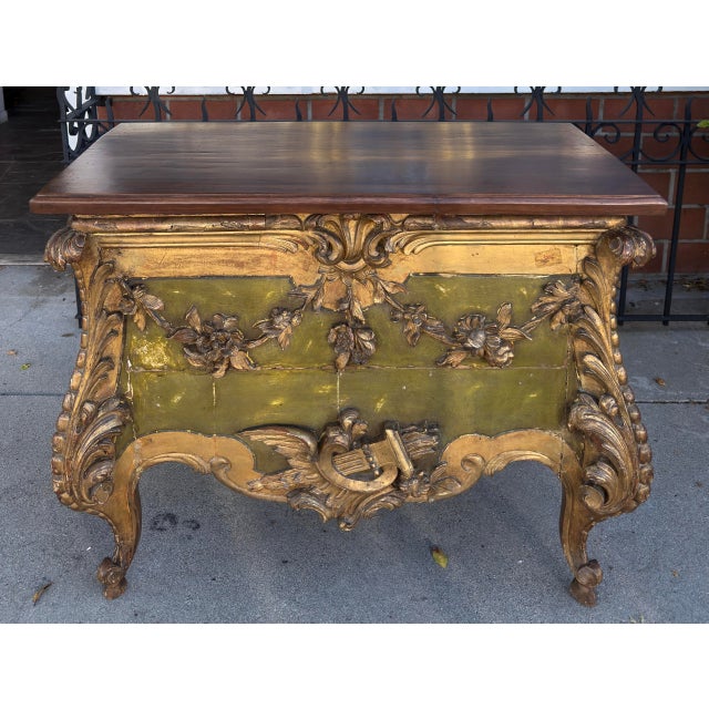 Antique 18th C Louis Vx Giltwood & Walnut Chest Side Table For Sale - Image 4 of 9
