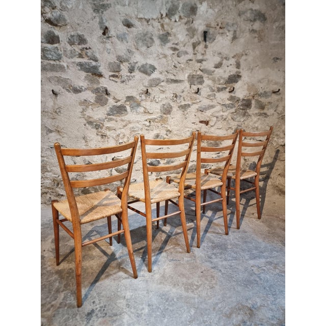Mid-Century Italian Dining Chairs with Woven Natural Fibre Seats, Italy, 1960s, Set of 4 For Sale - Image 6 of 18