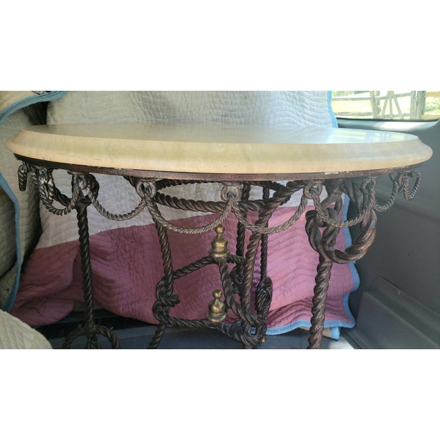 1980s 1980s Twisted Iron Base With Stone Top Accent Table For Sale - Image 5 of 12