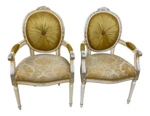 100% Made in Italy 19th Century Reproduction Italian Dining Armchairs - a Pair, Part of the Sky Collection