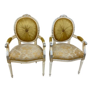 19th Century Reproduction Italian Dining Armchairs by Caspani Tino - Set of 2 For Sale