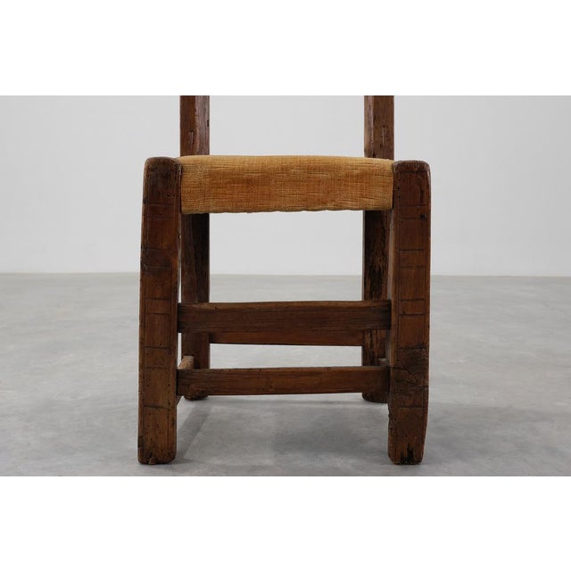 Spanish Hand-Carved Oak Side Chair with Velour Seat, 19th Century For Sale - Image 9 of 14