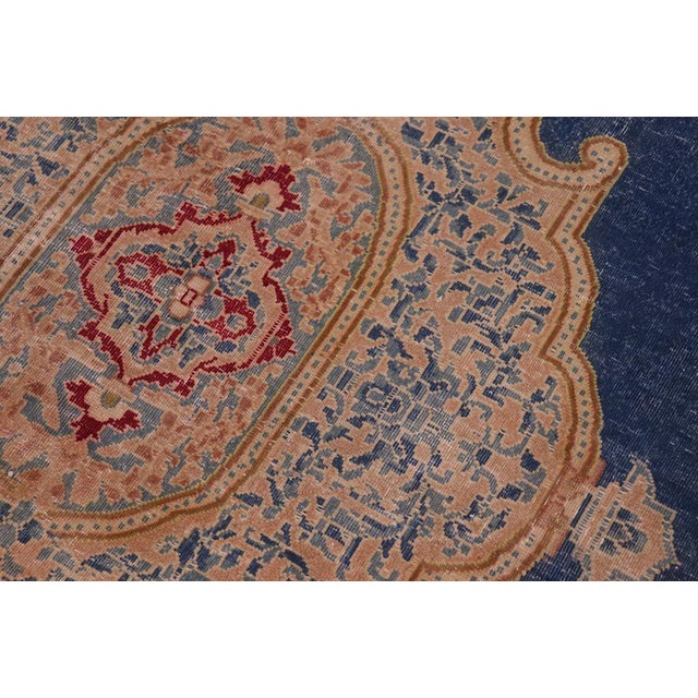 1990s Shabby Chic 1990's Vintage Blue/Pink Wool Rug - 9'10'' X 13'9'' For Sale - Image 5 of 10