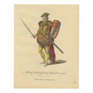 Jefferys, Military Habit of King Edward Vi in 1552, Sword and Shield, Jefferys Plate, 1757, Engraving For Sale