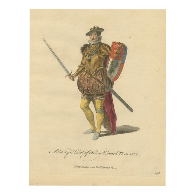 Jefferys, Military Habit of King Edward Vi in 1552, Sword and Shield, Jefferys Plate, 1757, Engraving For Sale