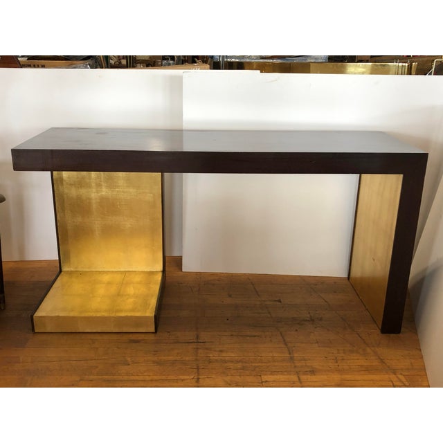 1990s Modern Wood And Gold Leaf Console Table Chairish