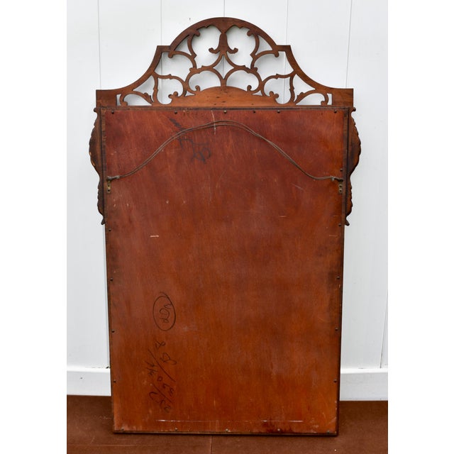 Antique Chippendale Mahogany Fretwork Wall Mirror Gilt Shell Accents For Sale - Image 15 of 15