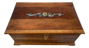 Vintage Tiger Oak Wooden Jewelry Box, Refurbished & Lacquered