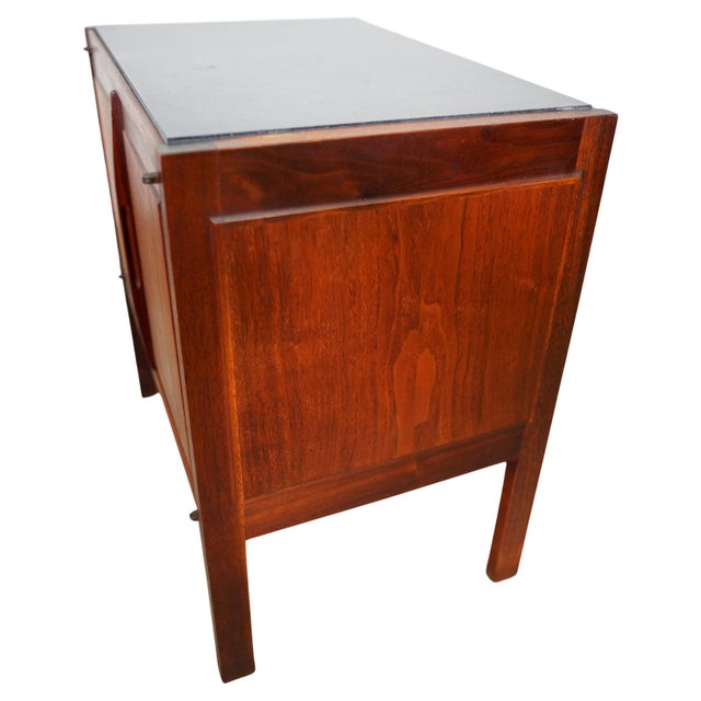 Jack Cartwright Walnut Nightstand With Slate Top, Mid-Century Modern Side Table For Sale - Image 10 of 11