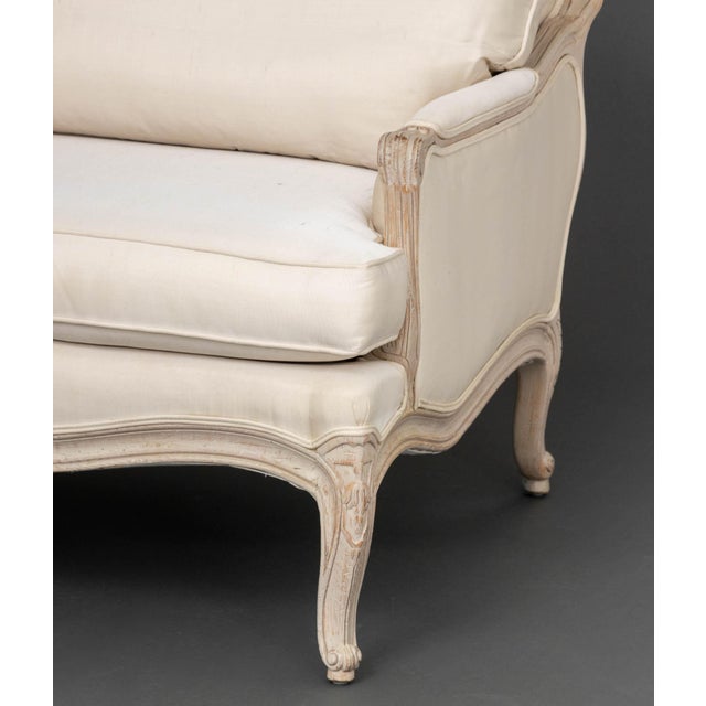 Louis XV Style White Upholstered Bergeres, Pair For Sale In New York - Image 6 of 9