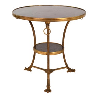French Gilt-Bronze and Black Fossil Marble Two-Tier Gueridon, Circa 1880 For Sale