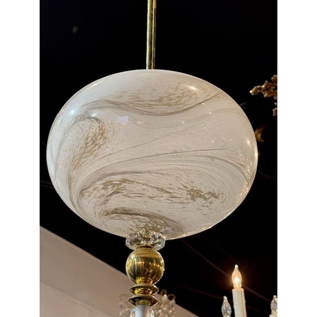 Murano Glass and Brass Globe Pendant For Sale - Image 4 of 7