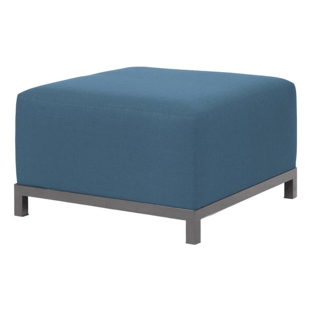 Axis Ottoman Seascape Turquoise Titanium Frame For Sale