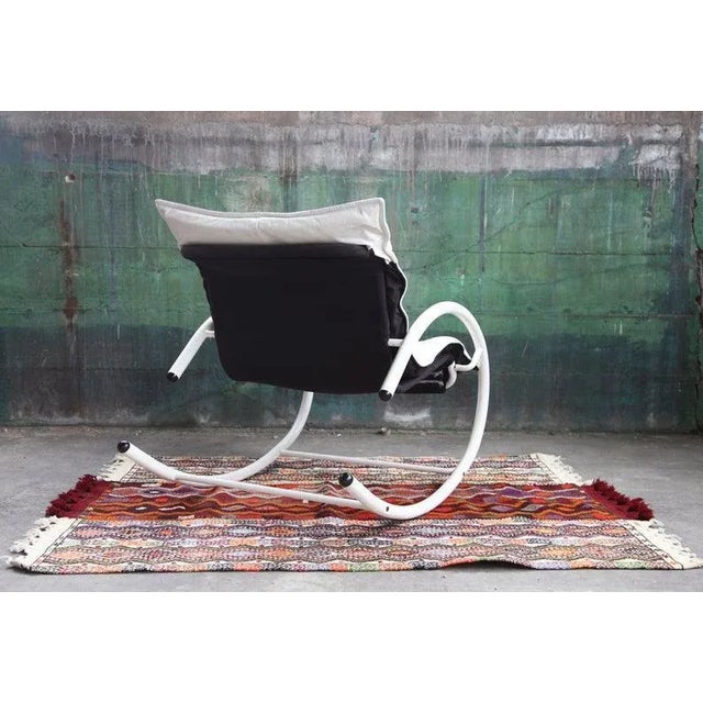 Metal and Black Leather Ellipse Rocking Chair by Les Amisco, 1980s For Sale - Image 6 of 9